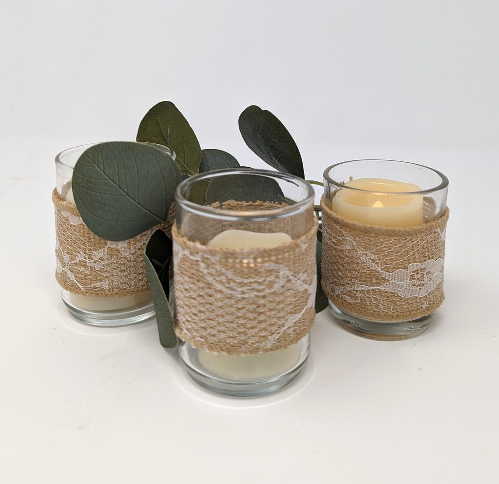 Burlap Wrapped Clear Votive