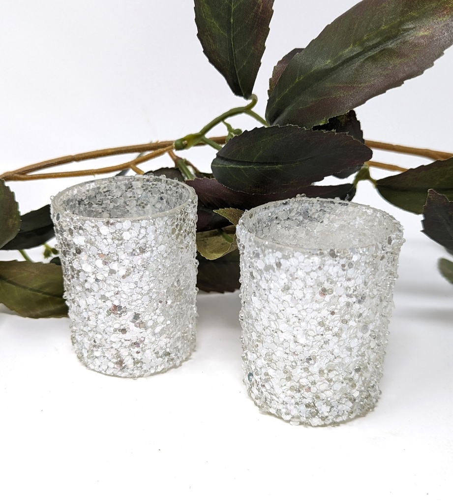 Silver Glitter Votive 2.5 inch