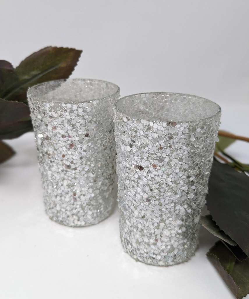 Silver Glitter Votive 4 inch