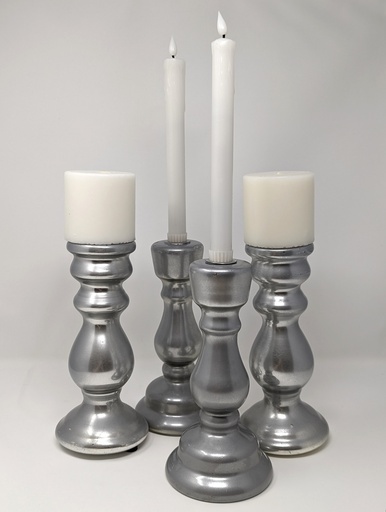 [CANHOL-CHNKY-PILLAR-METAL-SILVER] Chunky Silver Pillar Candleholder