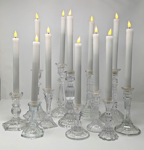 [CANHOL-STICK-GLASS-CLEAR] Clear Taper Candlestick