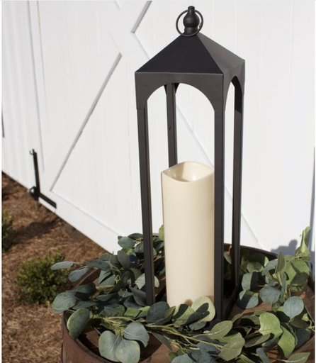 Tall Black Lantern with LED